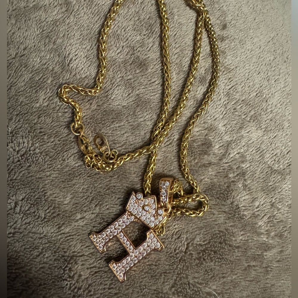 Gold Necklace with Crowned H Pendant
